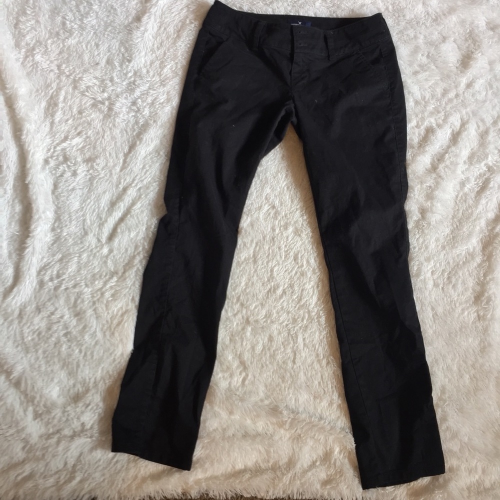 AMERICAN EAGLE SKINNY JEANS - BLACK - 2/SHORT